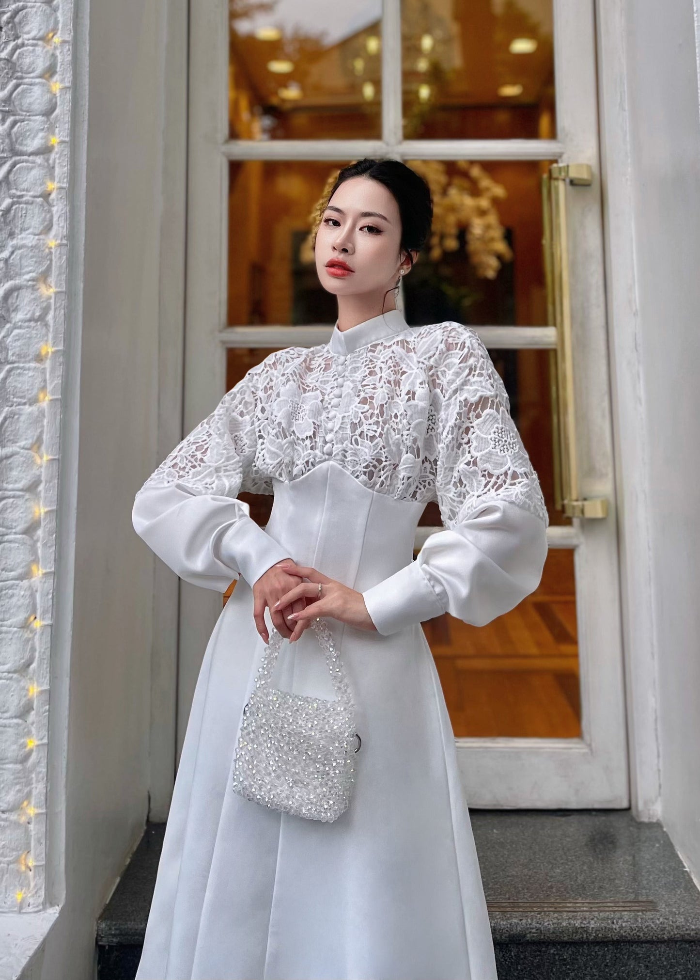 Aurora Lace long sleeves Midi dress