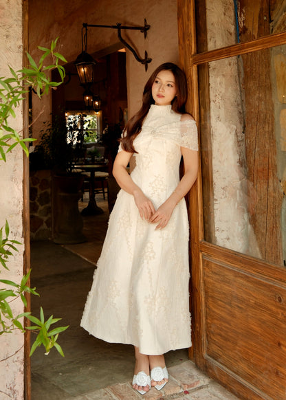 Pamela Lace Bow Midi Dress