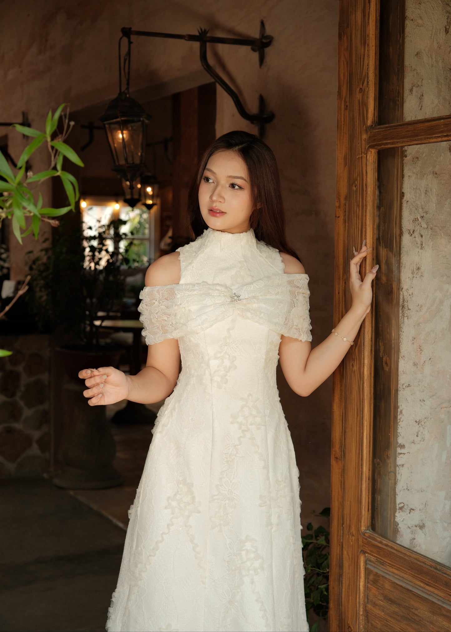 Pamela Lace Bow Midi Dress