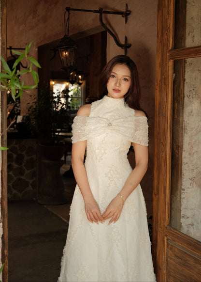 Pamela Lace Bow Midi Dress