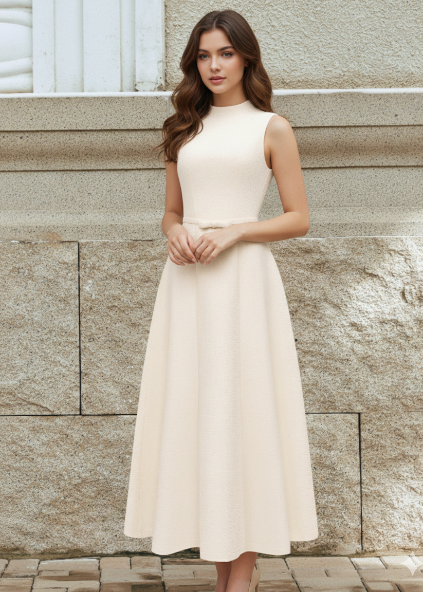 Lisana Highneck Midi Dress