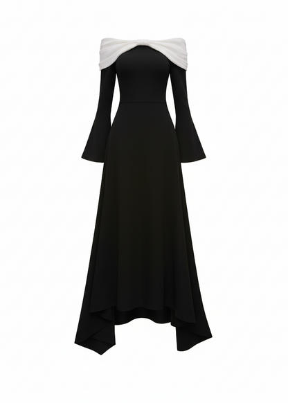 Pearla Bow Off-shoulder Midi Dress