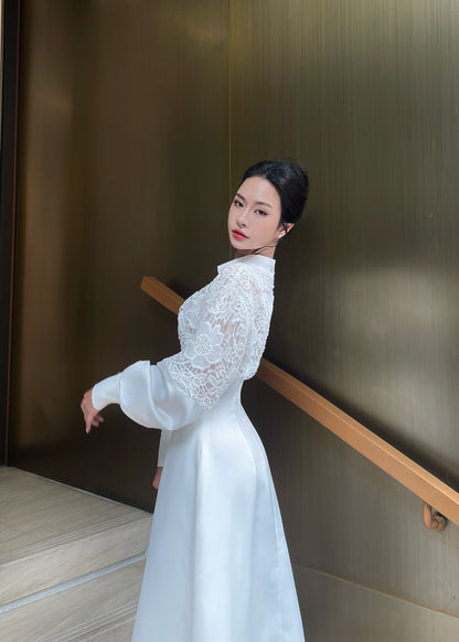 Aurora Lace long sleeves Midi dress