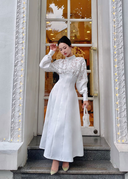 Aurora Lace long sleeves Midi dress