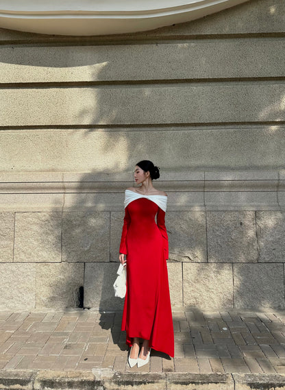 Pearla Bow Off-shoulder Midi Dress