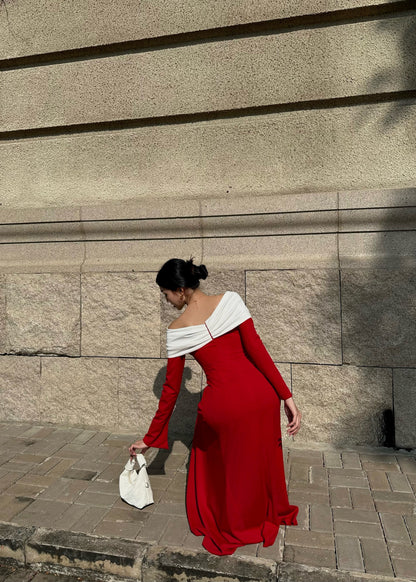 Pearla Bow Off-shoulder Midi Dress