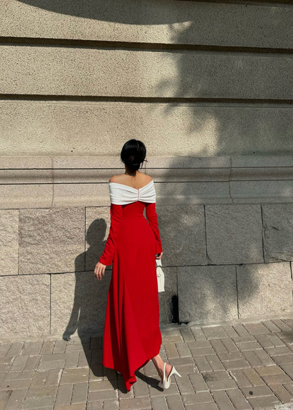 Pearla Bow Off-shoulder Midi Dress